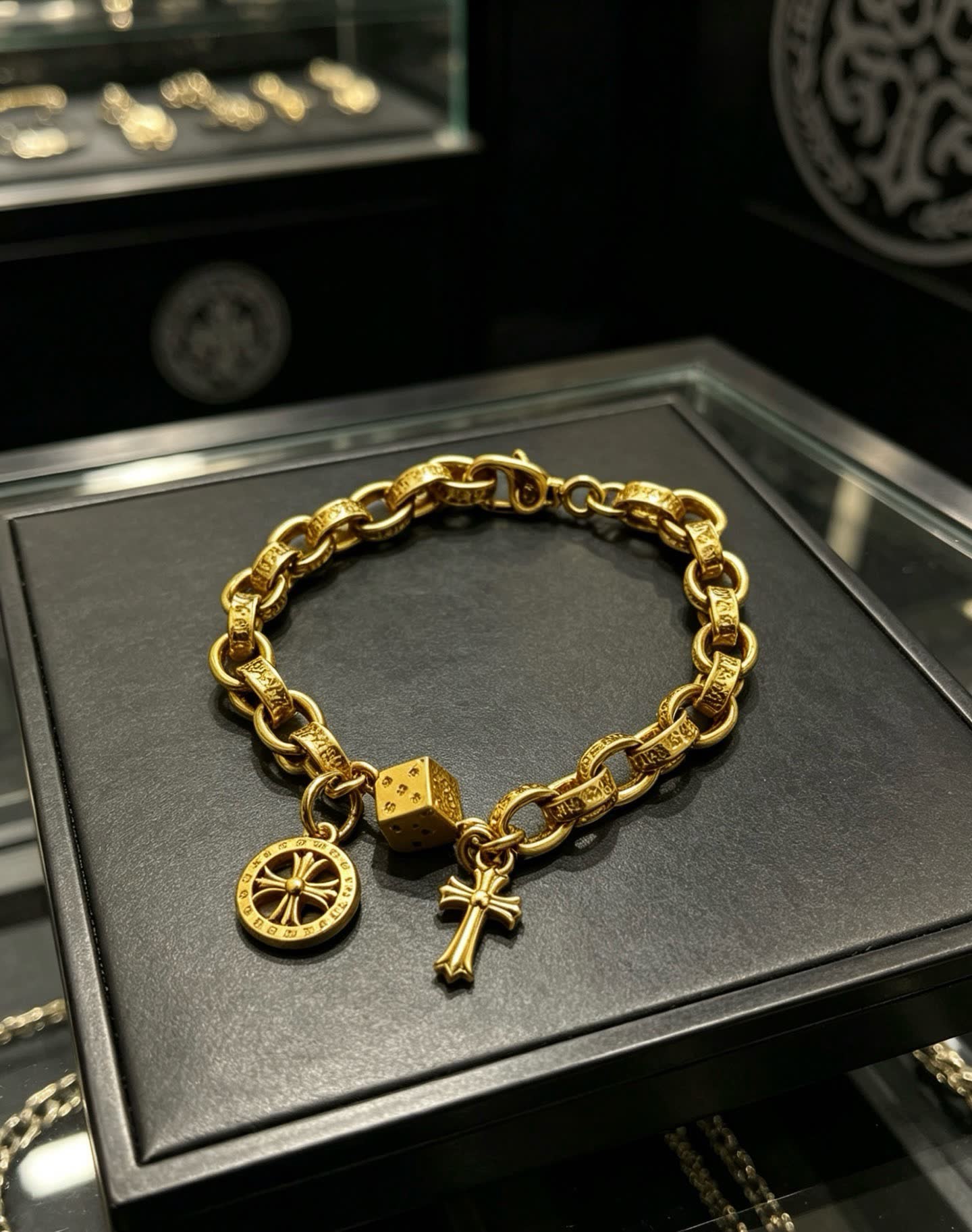 Chrome Hearts Gold Tone Bracelet with Charms